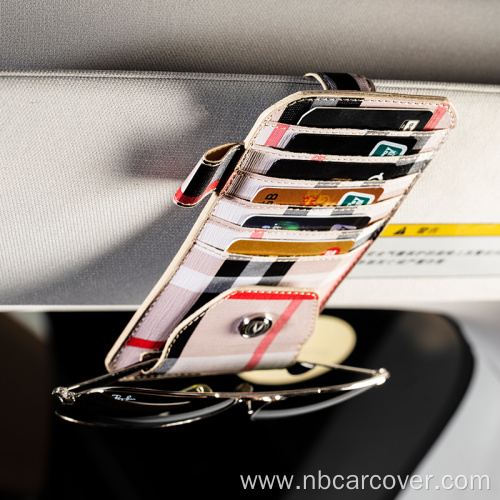 Car Sun Visor Organizer Leather Sunglass Holder